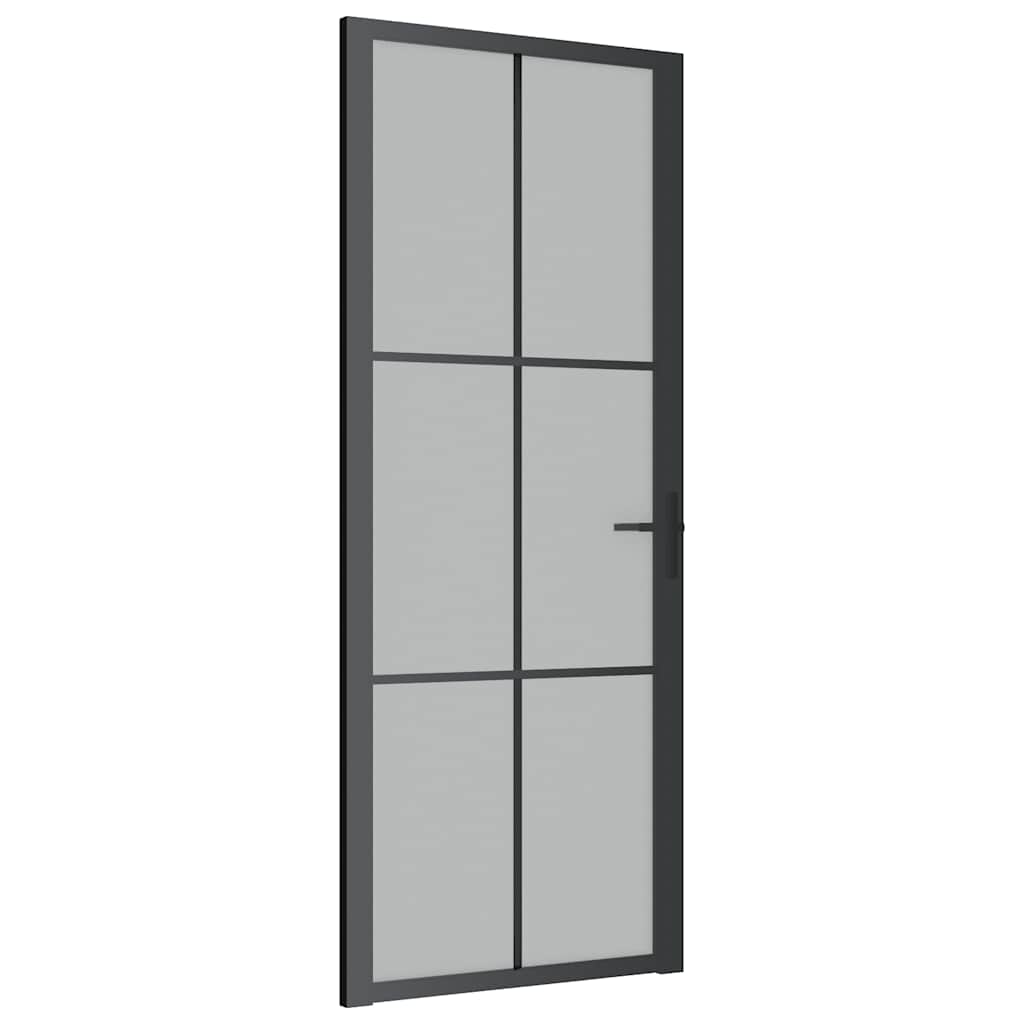 Unutarnja vrata 83 x 201,5 cm crna od mat stakla i aluminija
