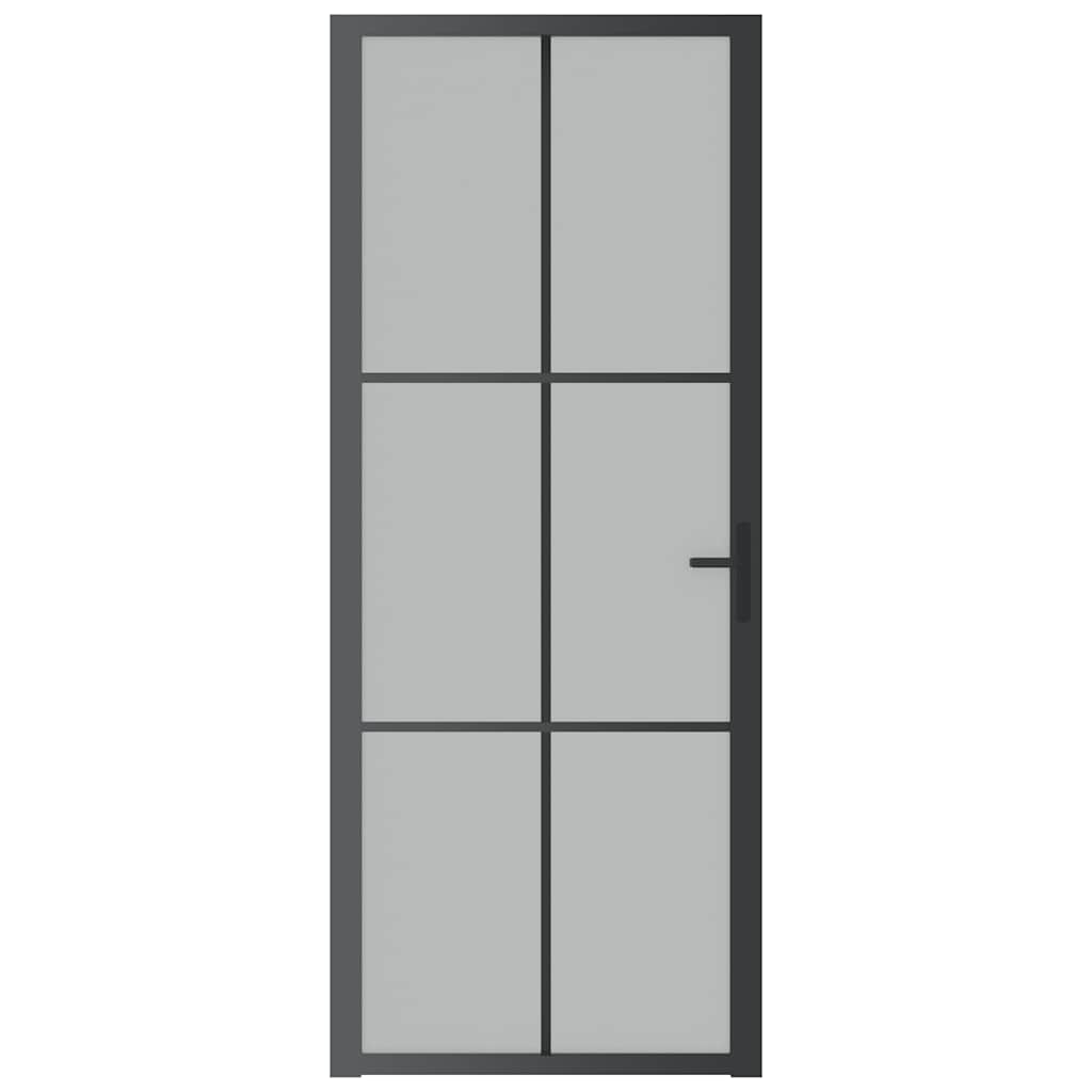 Unutarnja vrata 83 x 201,5 cm crna od mat stakla i aluminija