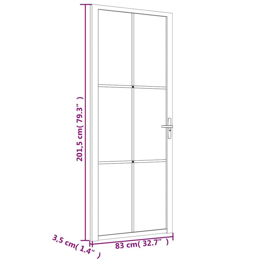 Unutarnja vrata 83 x 201,5 cm crna od mat stakla i aluminija
