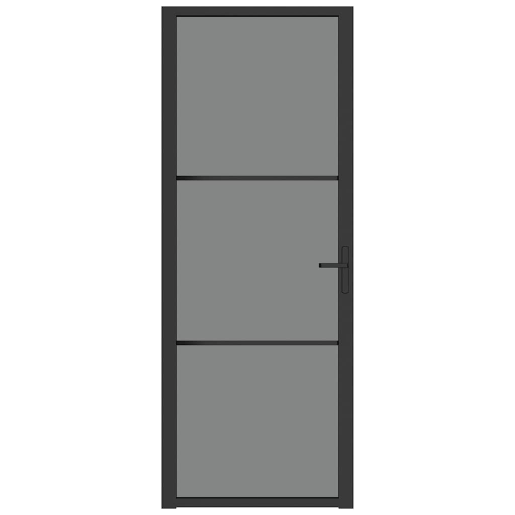 Unutarnja vrata 76 x 201,5 cm crna od ESG stakla i aluminija