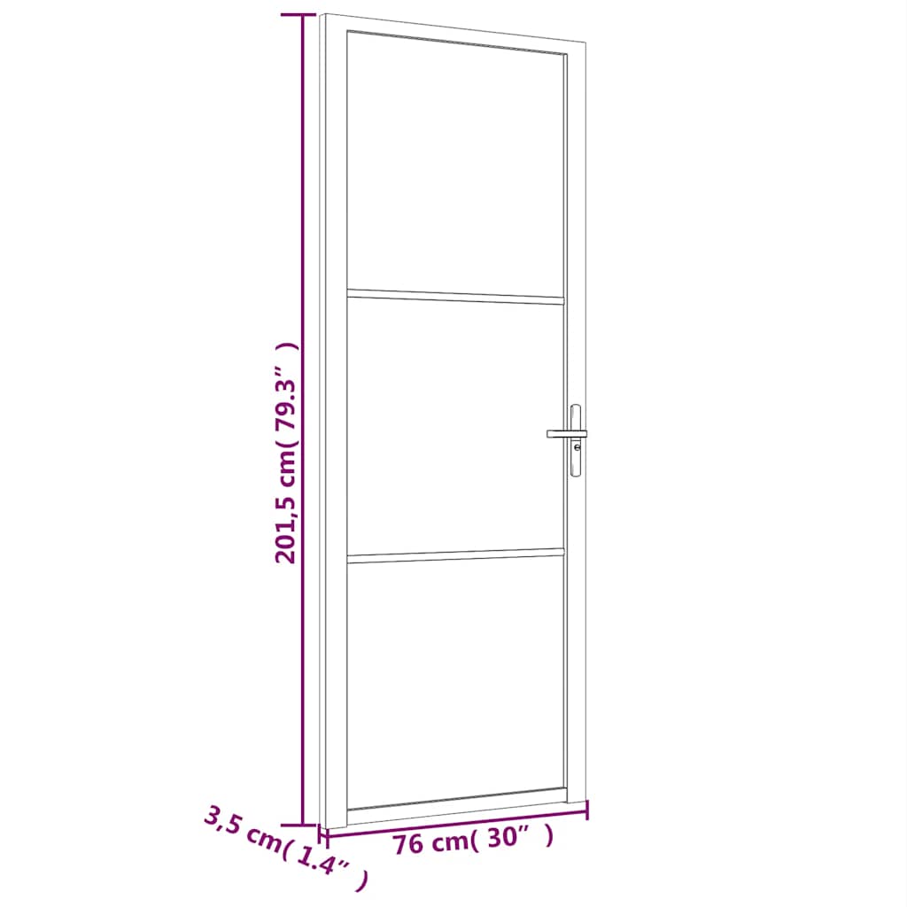 Unutarnja vrata 76 x 201,5 cm crna od ESG stakla i aluminija