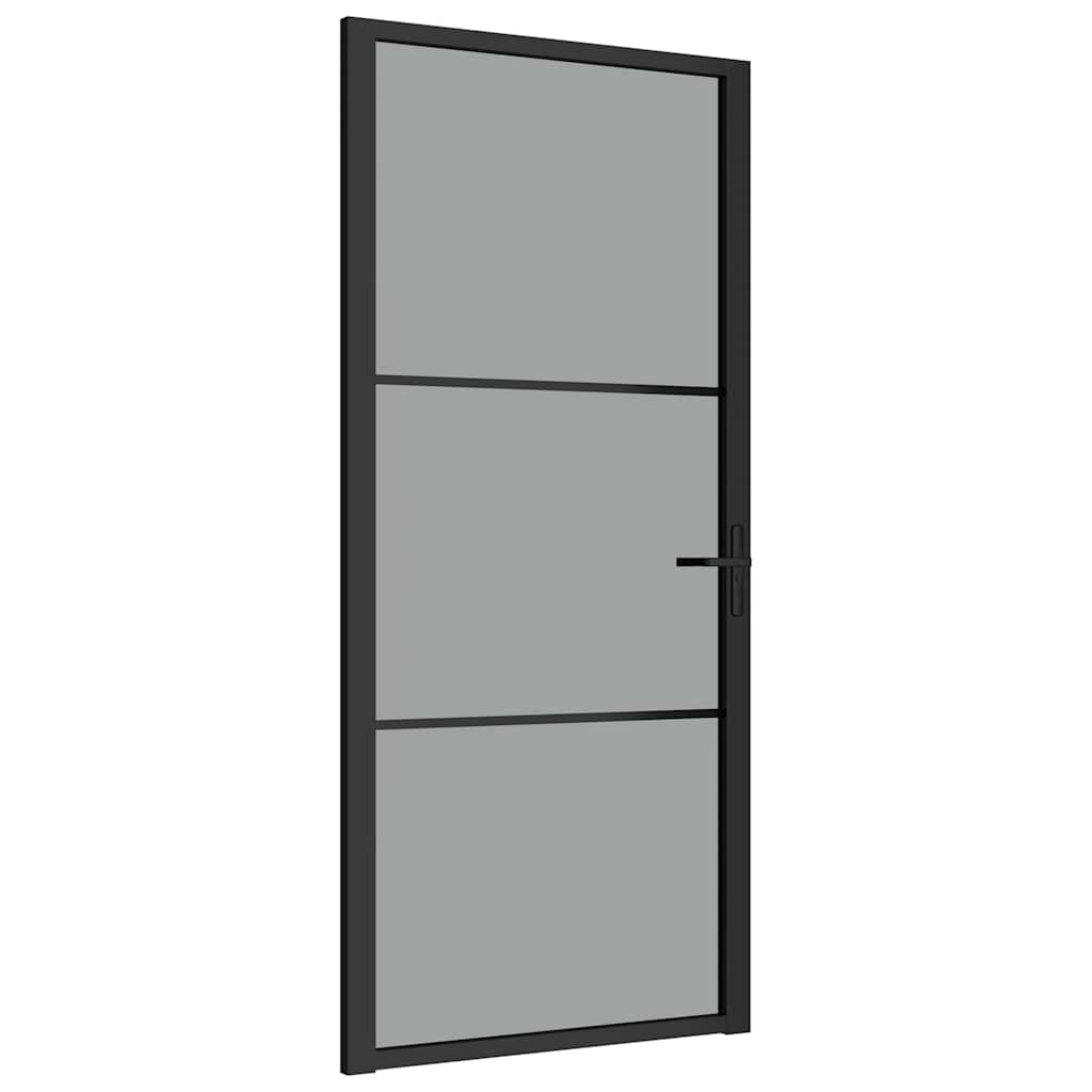 Unutarnja vrata 93 x 201,5 cm crna od ESG stakla i aluminija