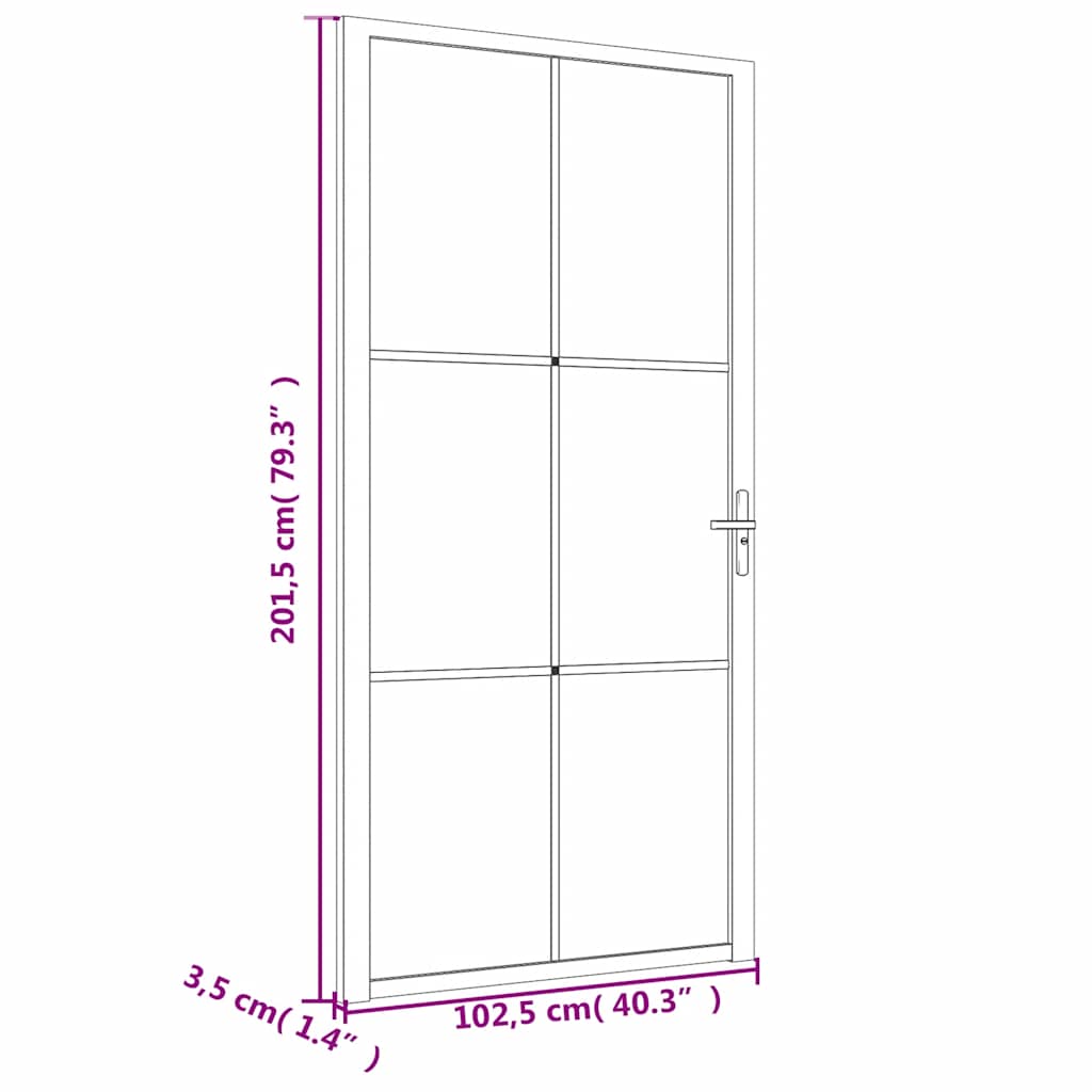 Unutarnja vrata 102,5x201,5 cm bijela od ESG stakla i aluminija