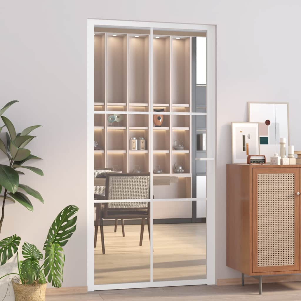 Unutarnja vrata 102,5x201,5 cm bijela od ESG stakla i aluminija
