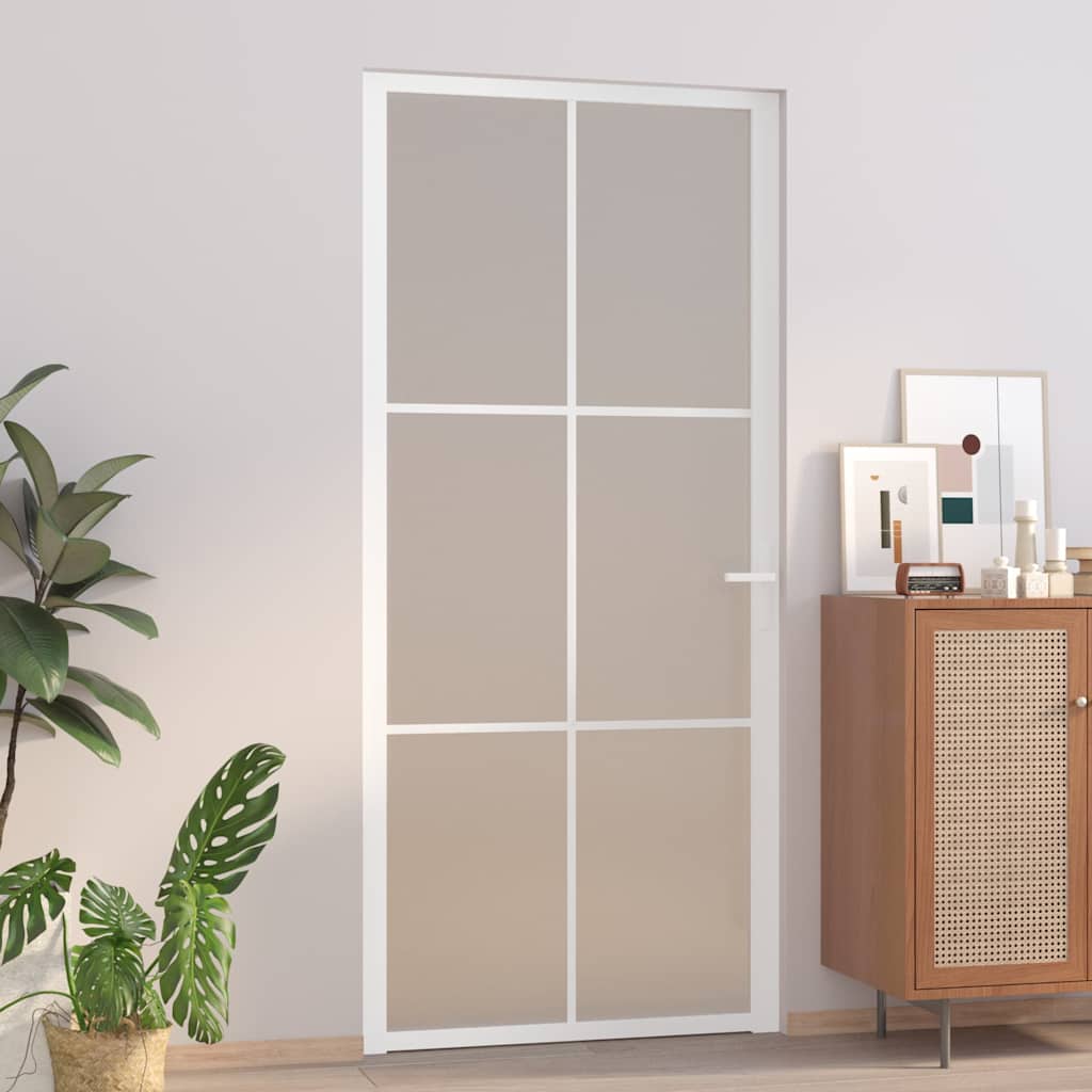 Unutarnja vrata 93 x 201,5 cm Bijela od mat stakla i aluminija