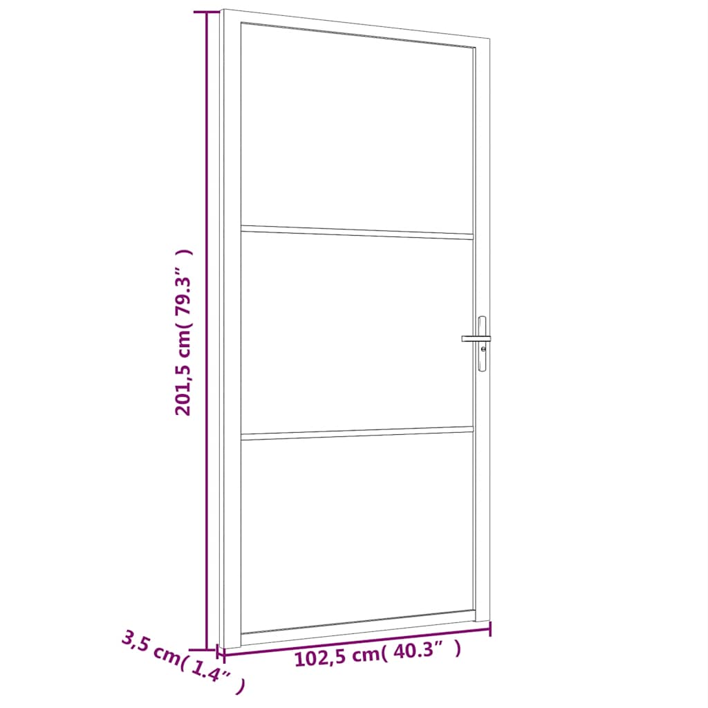 Unutarnja vrata 102,5x201,5 cm bijela od ESG stakla i aluminija