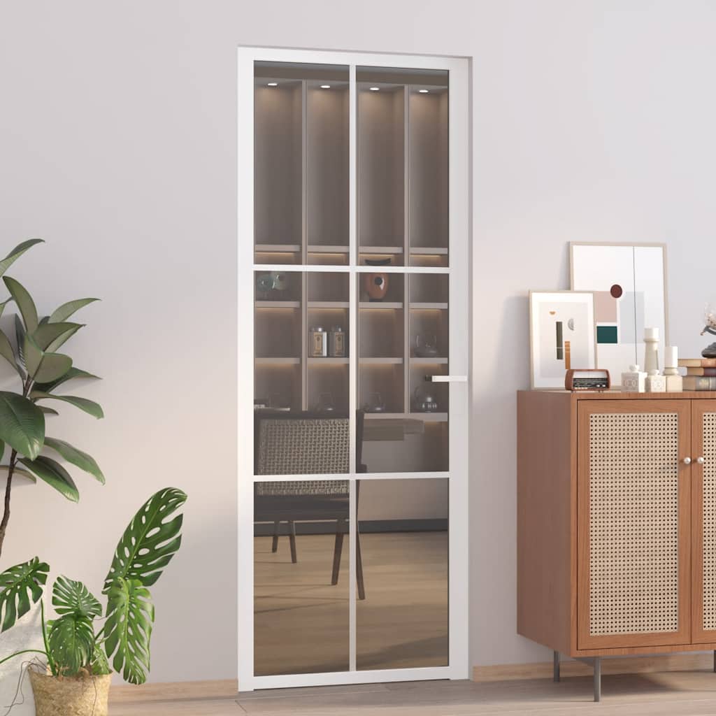 Unutarnja vrata 76 x 201,5 cm Bijela od ESG stakla i aluminija