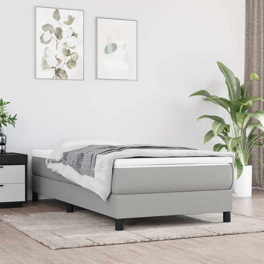 Box spring krevet s madracem svjetlosivi 90x190 cm od tkanine