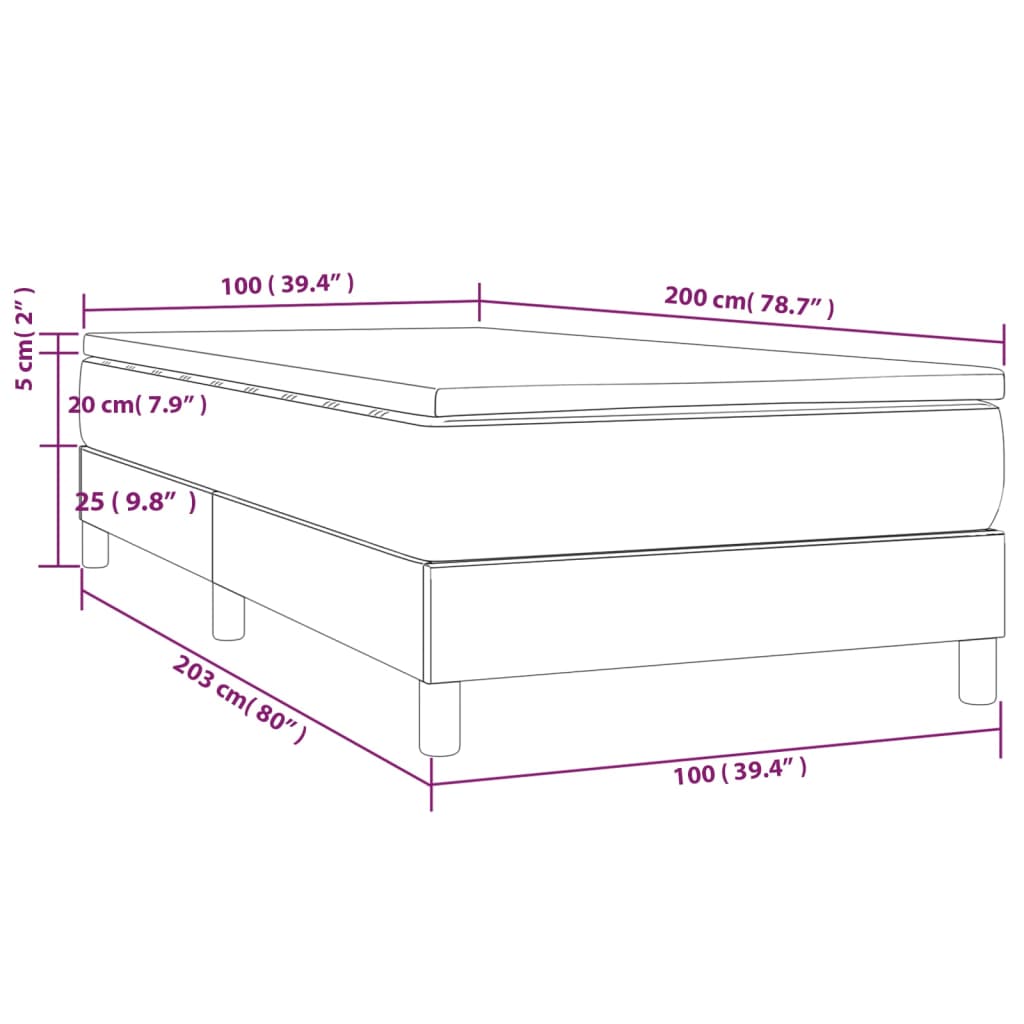 Krevet s oprugama i madracem plavi 100 x 200 cm od tkanine