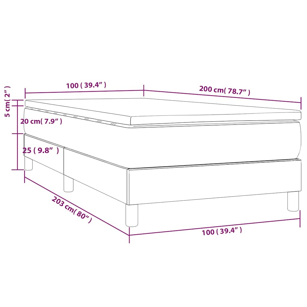 Krevet s oprugama i madracem plavi 100 x 200 cm od tkanine