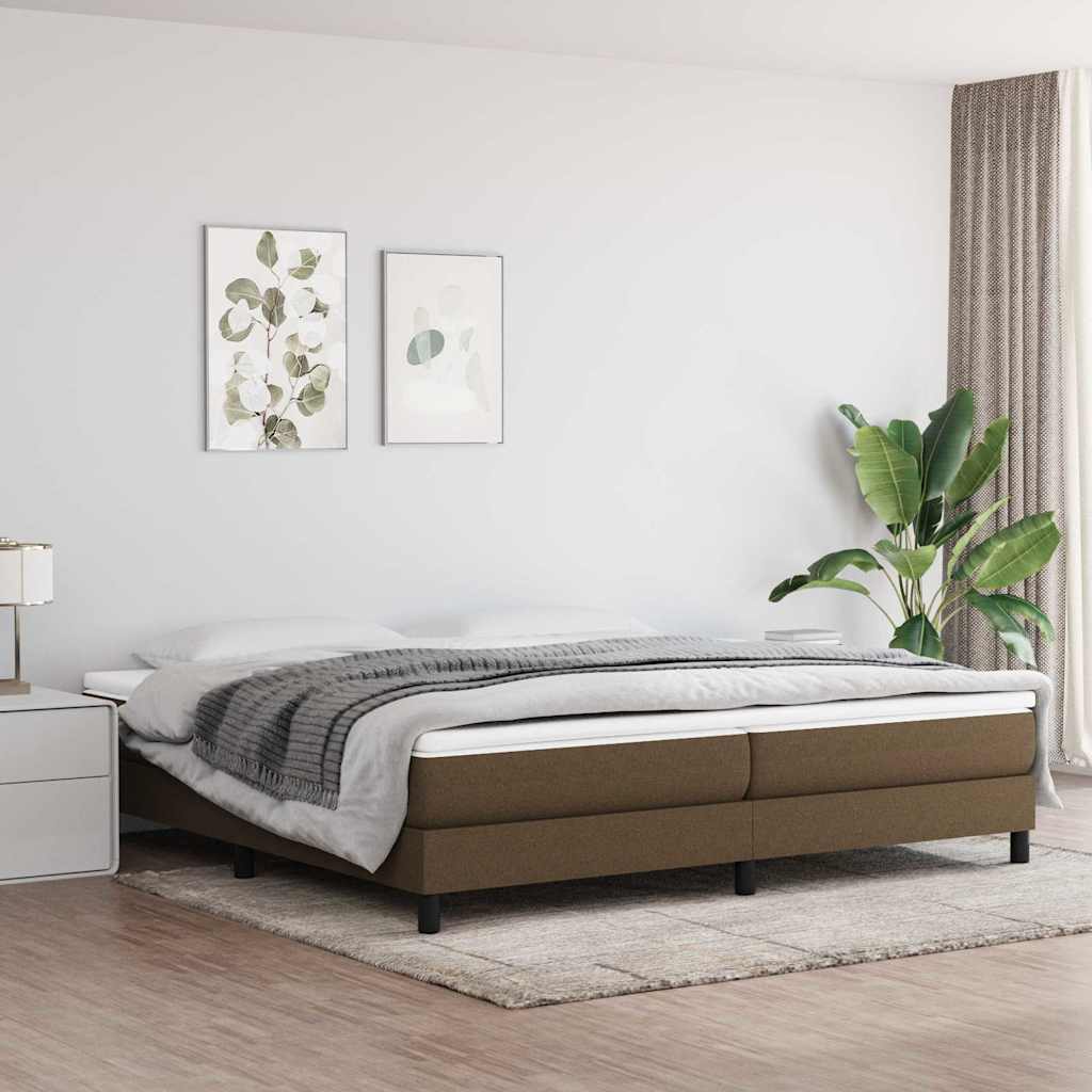 Krevet s oprugama i madracem tamnosmeđi 200x200 cm od tkanine