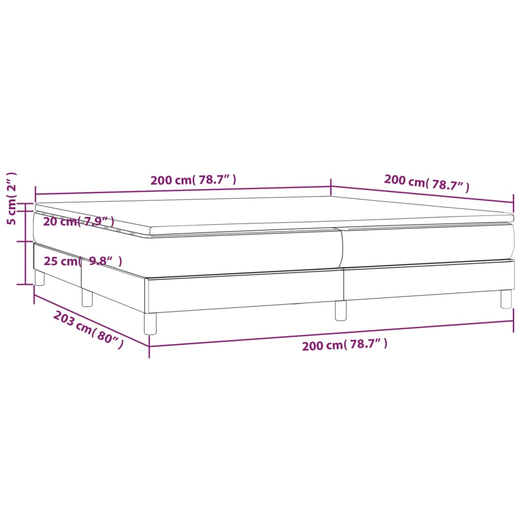 Krevet s oprugama i madracem plavi 200 x 200 cm od tkanine