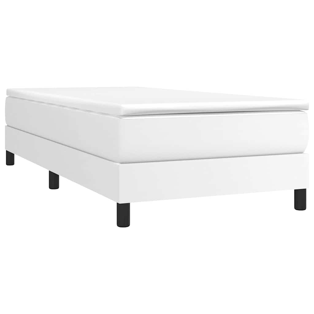 Krevet s oprugama i madracem bijeli 100x200 cm od umjetne kože