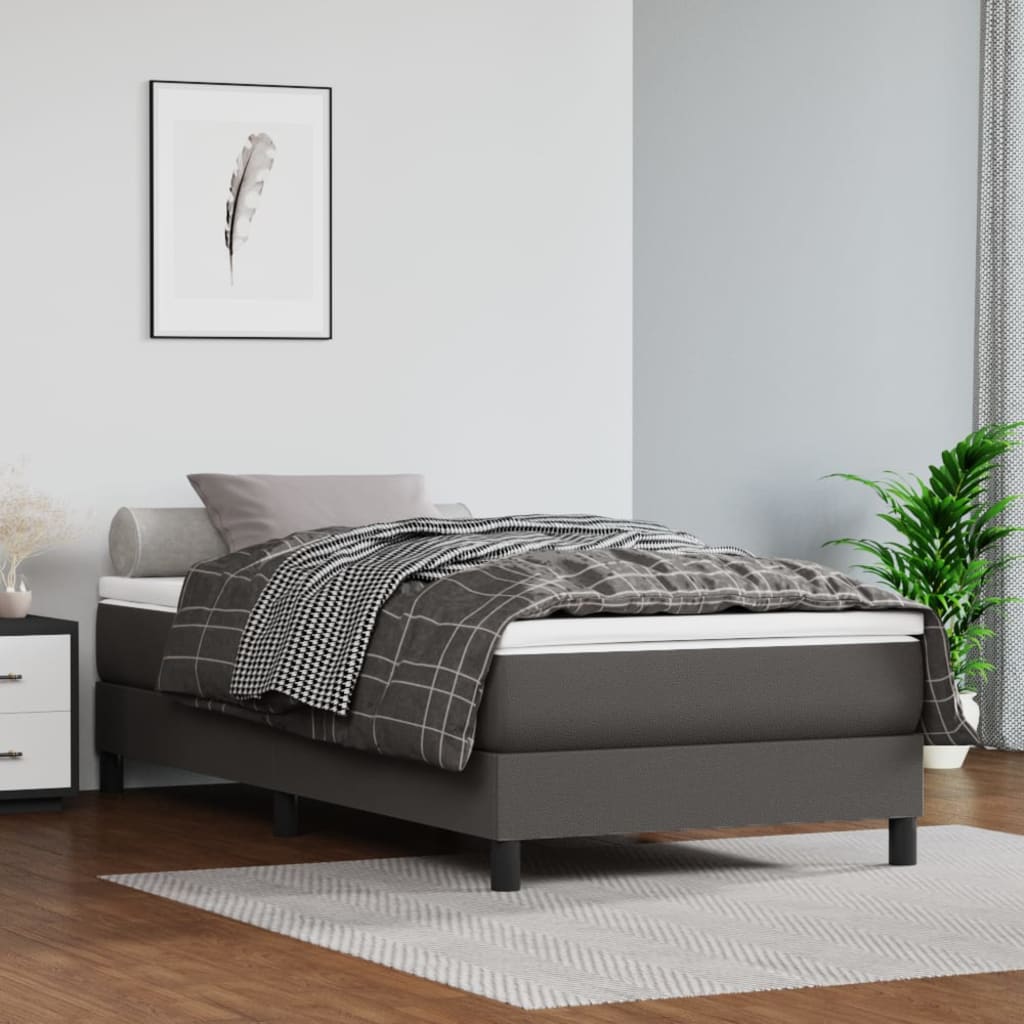 Krevet s oprugama i madracem sivi 100x200 cm od umjetne kože