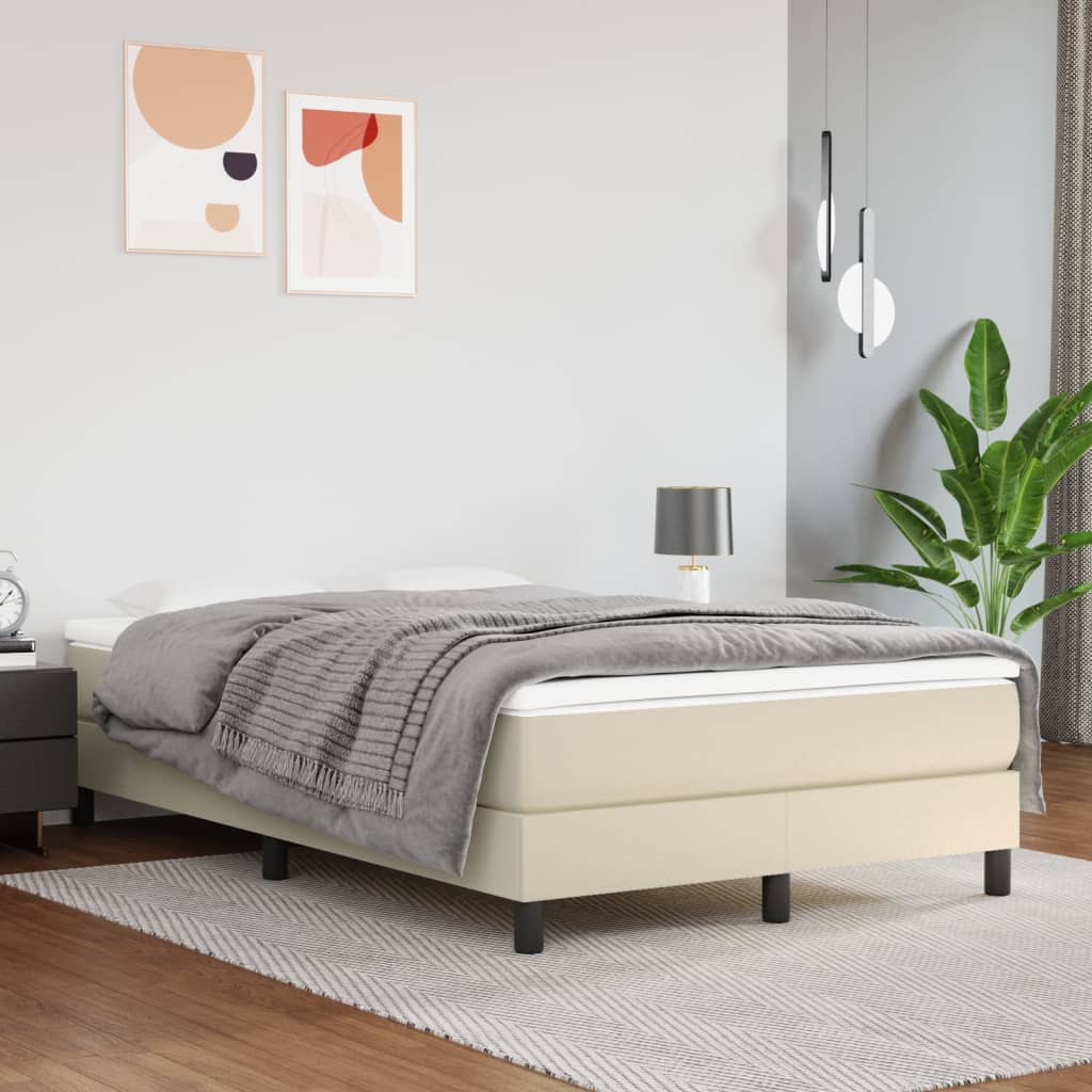 Krevet s oprugama i madracem krem 120x200 cm od umjetne kože