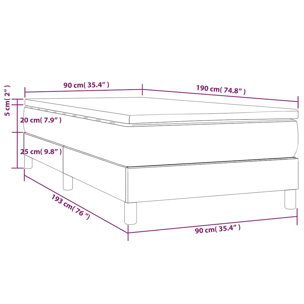 Box spring krevet s madracem tamnozeleni 90x190 cm baršunasti