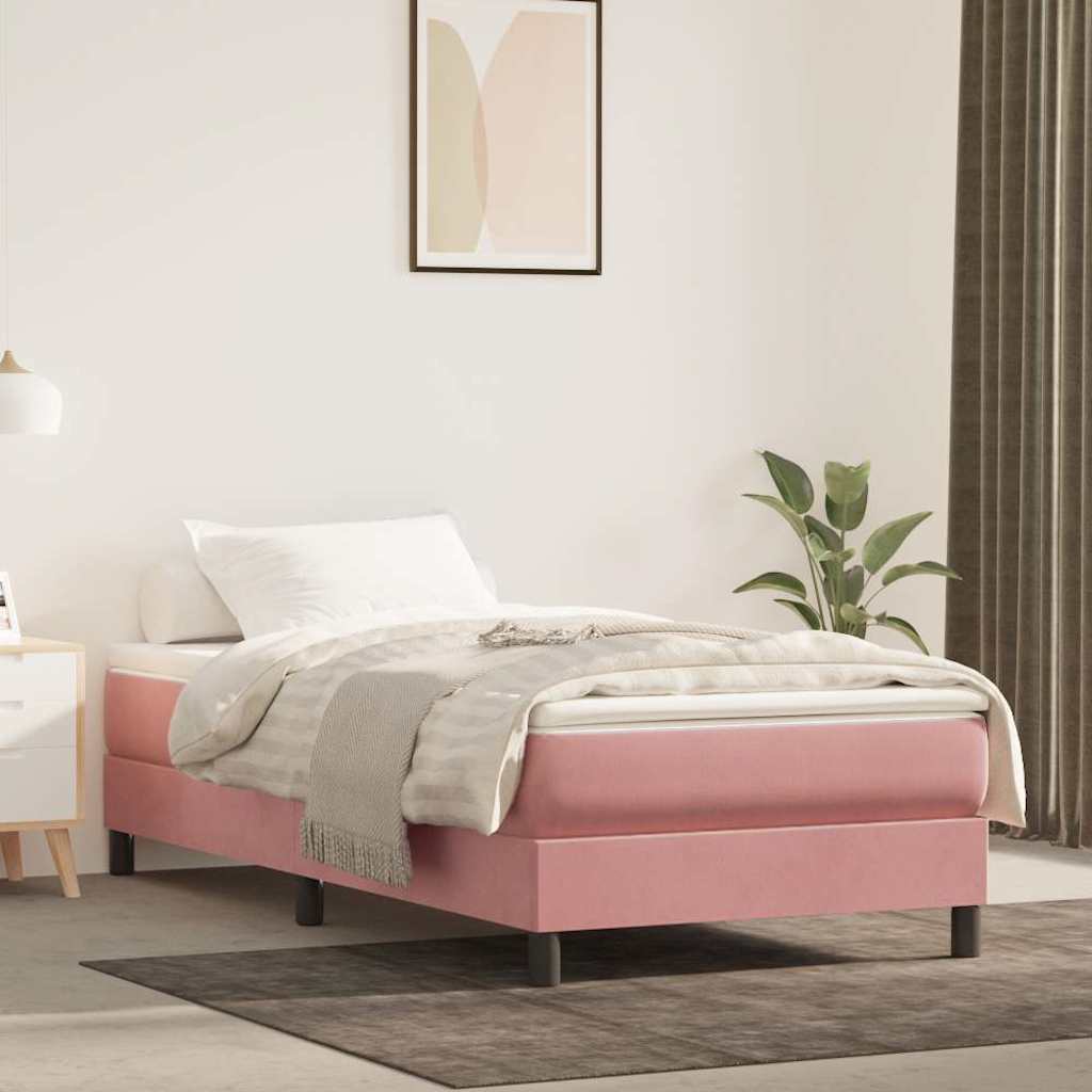 Box spring krevet s madracem ružičasti 100x200 cm baršunasti