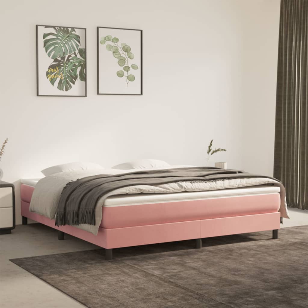 Krevet s oprugama i madracem ružičasti 180x200 cm baršunasti