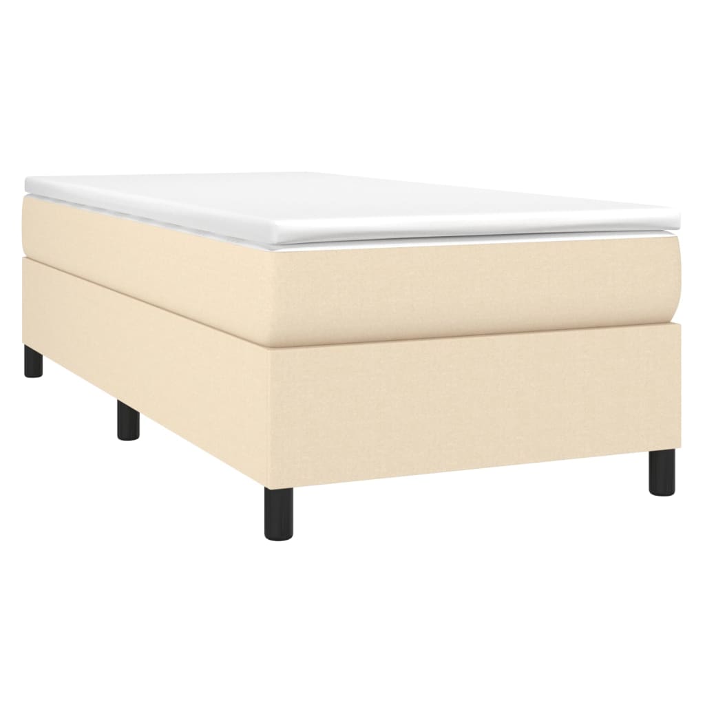 Krevet s oprugama i madracem krem 90 x 200 cm od tkanine