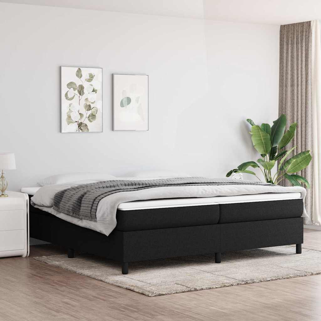 Krevet s oprugama i madracem crni 200x200 cm od tkanine