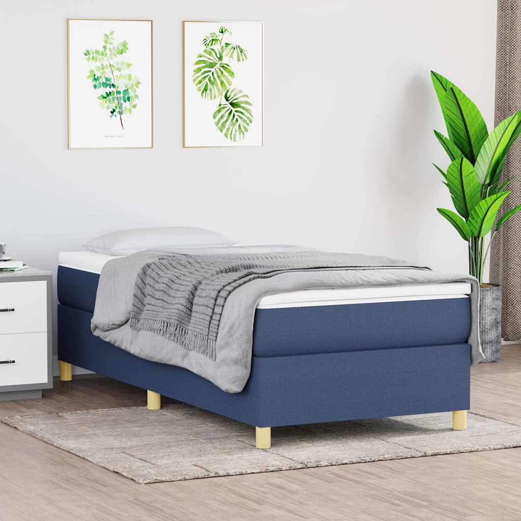 Krevet s oprugama i madracem plavi 100 x 200 cm od tkanine