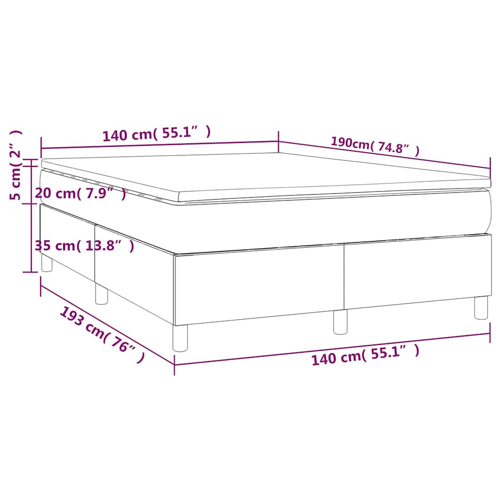 Krevet s oprugama i madracem crni 140 x 190 cm od tkanine