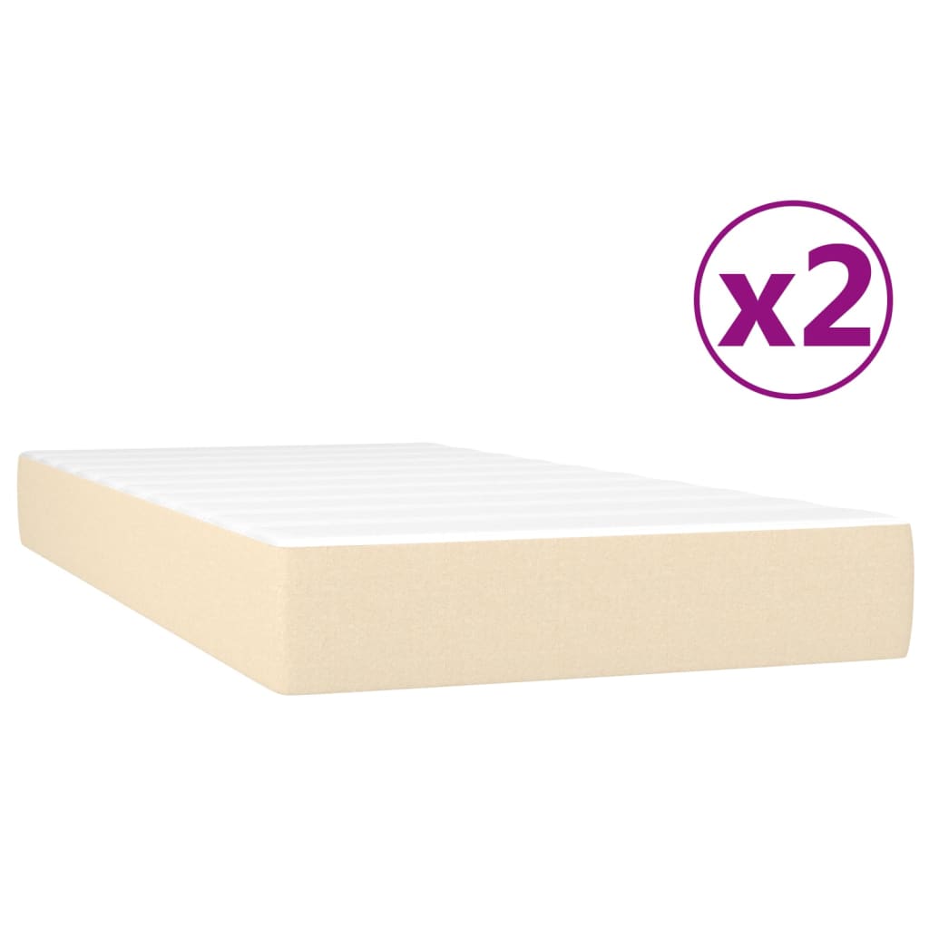Krevet s oprugama i madracem krem 200 x 200 cm od tkanine