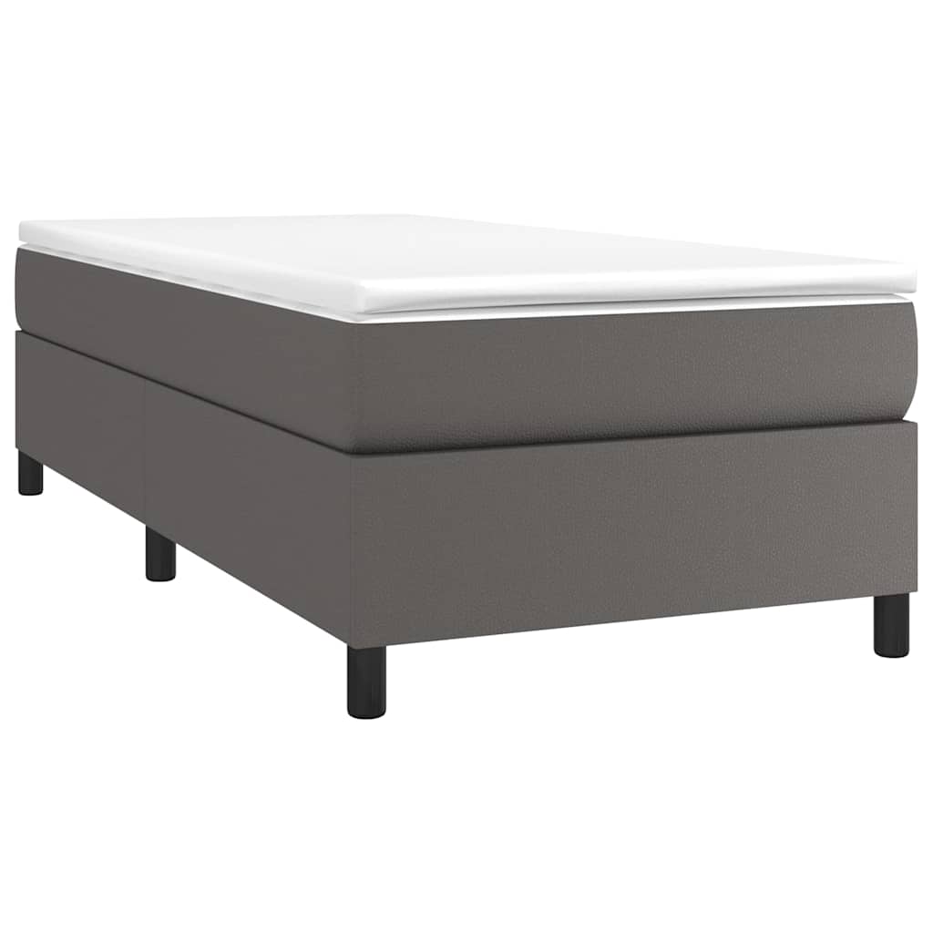 Krevet s oprugama i madracem sivi 90 x 190 cm od umjetne kože