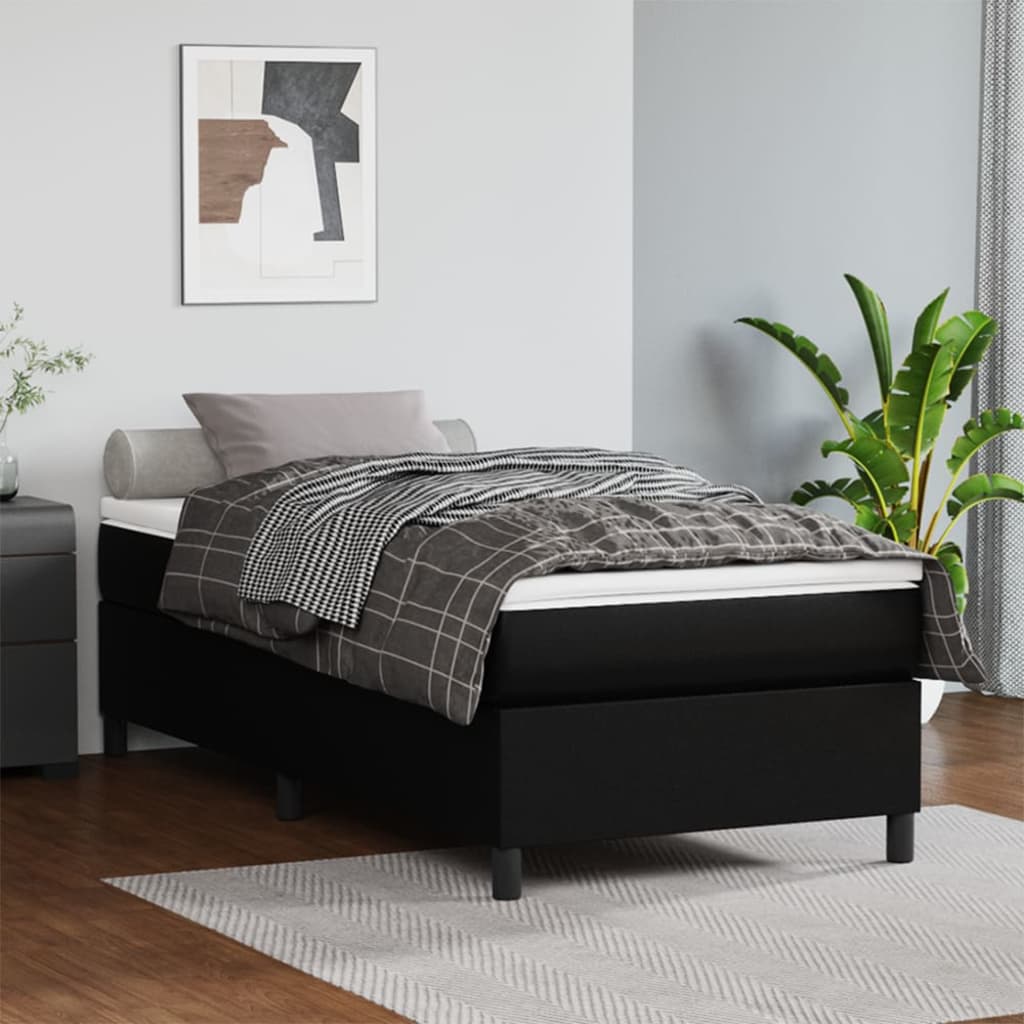 Krevet s oprugama i madracem crni 100x200 cm od umjetne kože