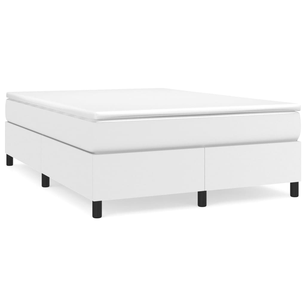 Krevet s oprugama i madracem bijeli 140x190 cm od umjetne kože