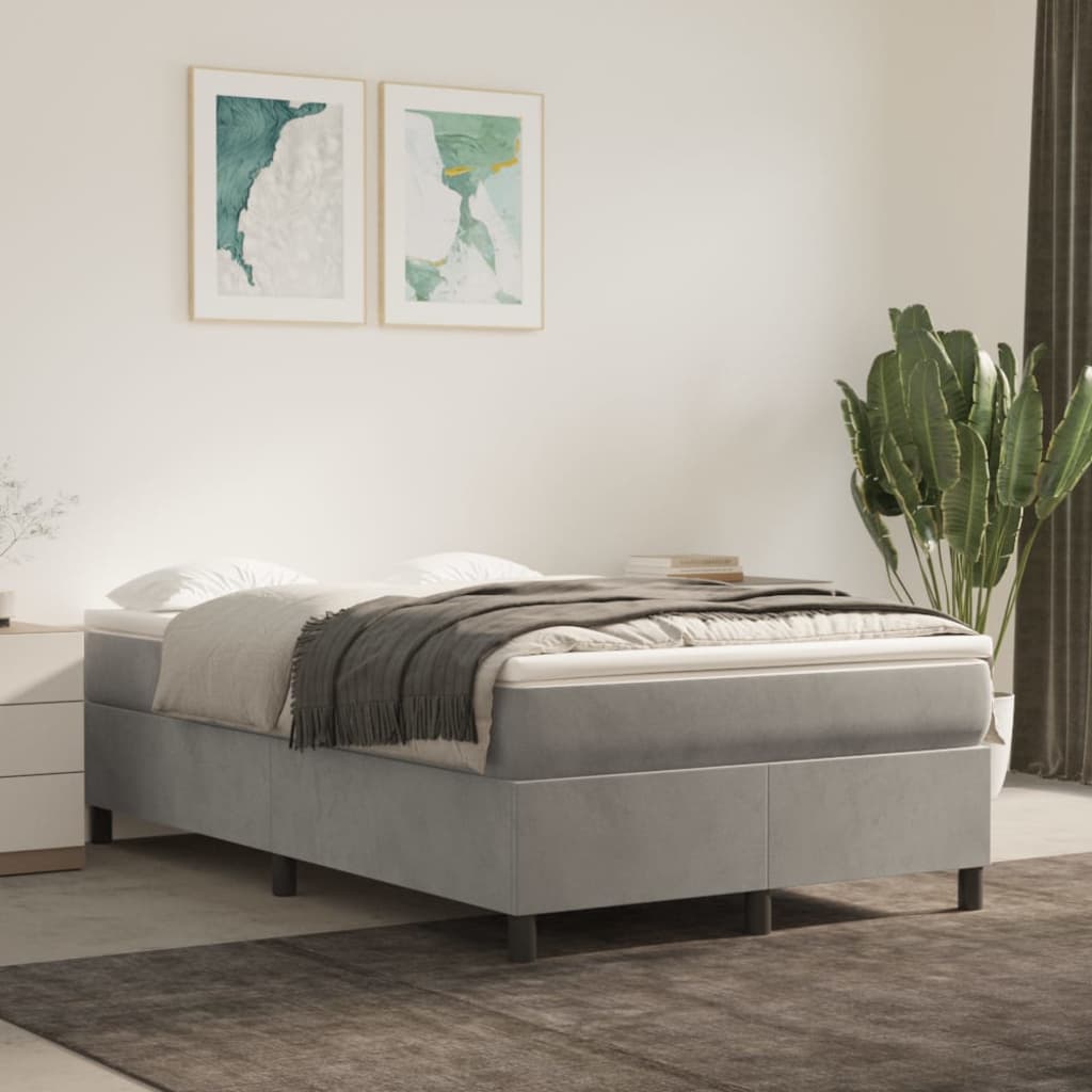 Box spring krevet s madracem svjetlosivi 120x200 cm baršunasti