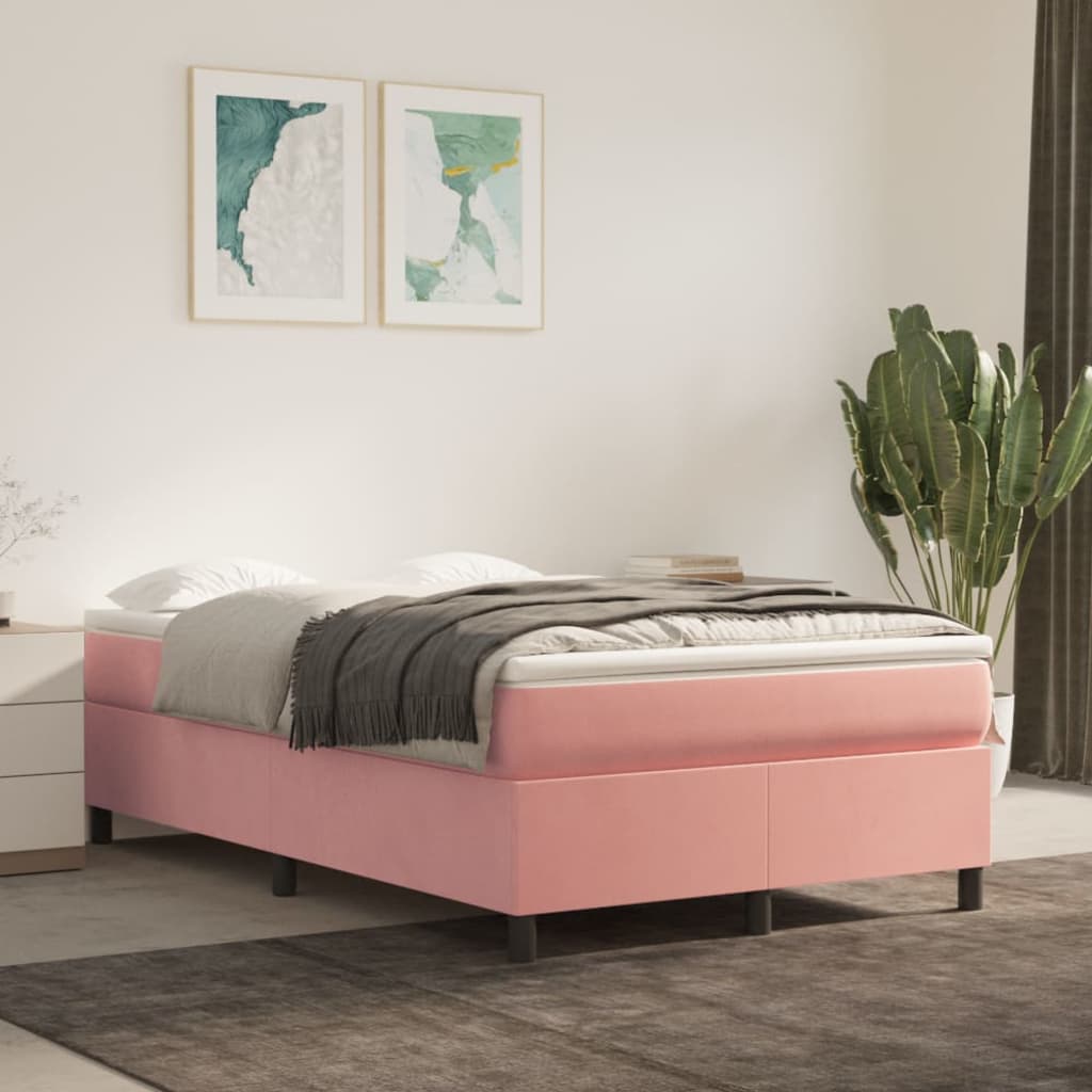 Box spring krevet s madracem ružičasti 120 x 200 cm baršunasti