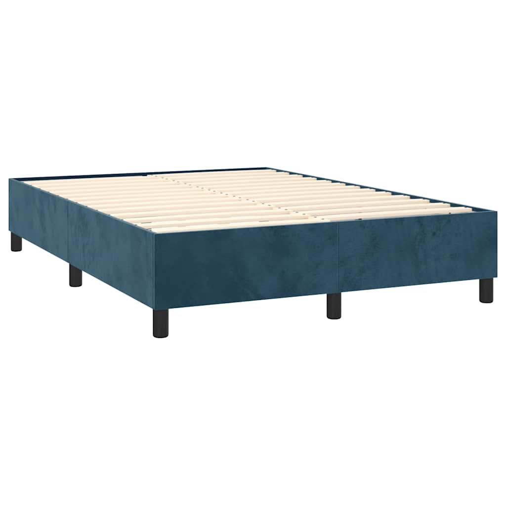 Krevet s oprugama i madracem tamnoplavi 140x190 cm baršunasti