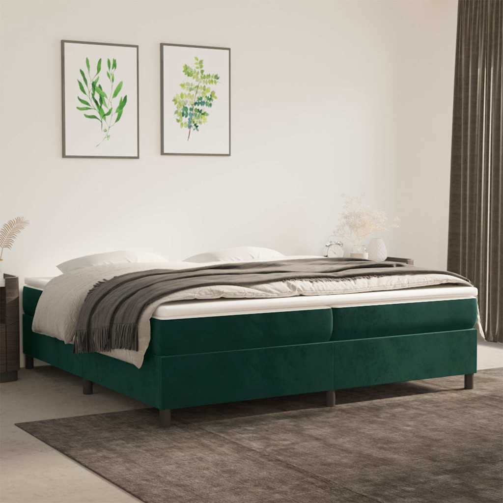 Krevet s oprugama i madracem tamnozeleni 200x200 cm baršunasti