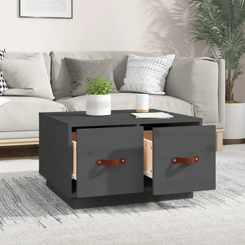 Stolić za kavu sivi 60 x 53 x 35 cm od masivne borovine