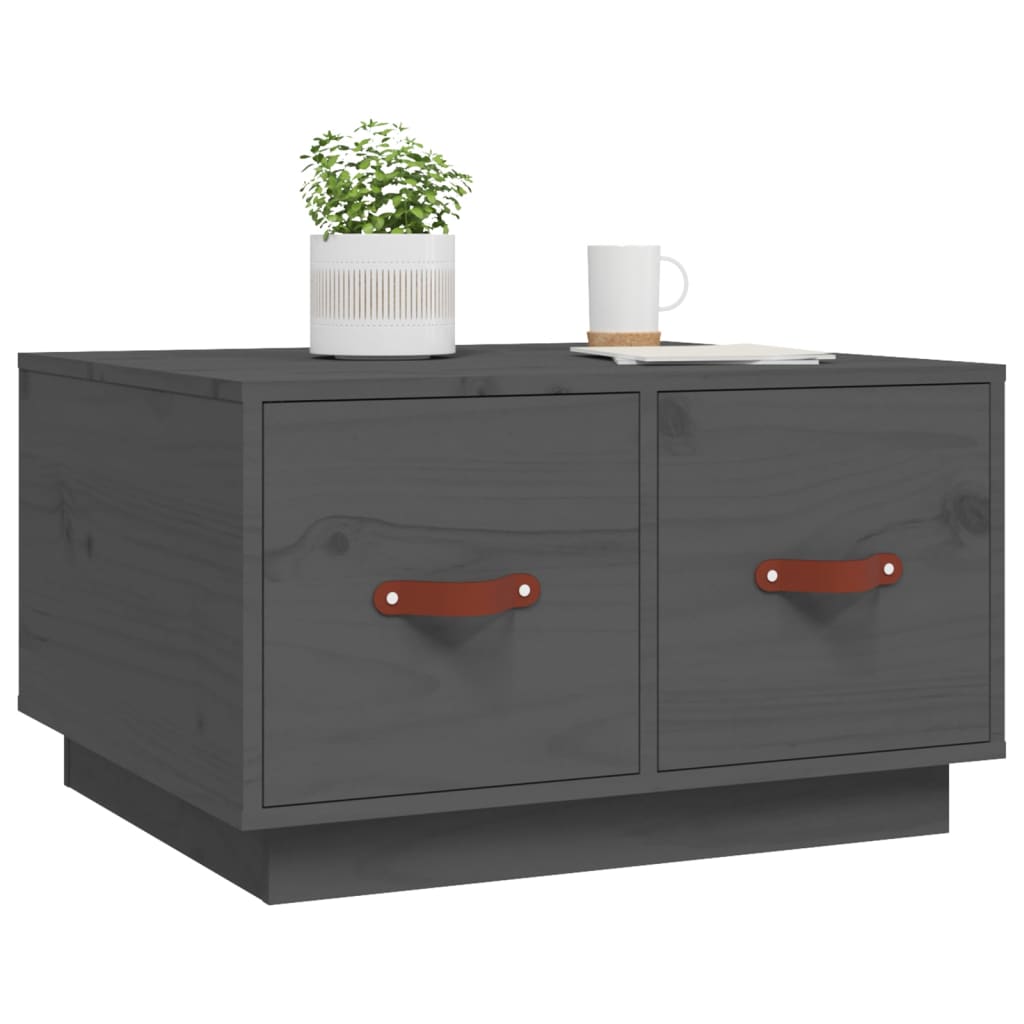 Stolić za kavu sivi 60 x 53 x 35 cm od masivne borovine