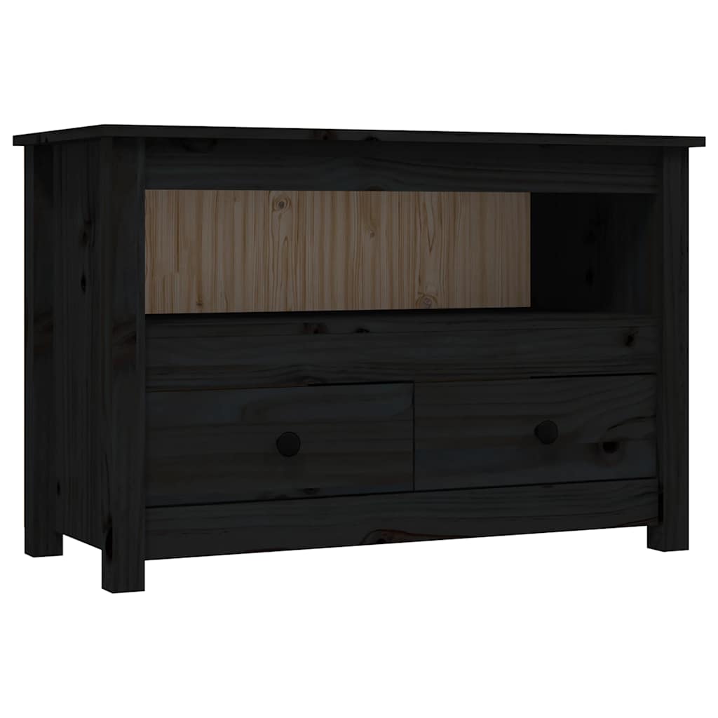 TV ormarić crni 79 x 35 x 52 cm od masivne borovine