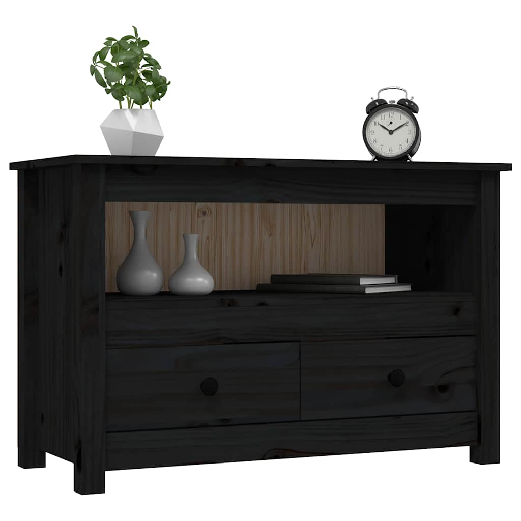 TV ormarić crni 79 x 35 x 52 cm od masivne borovine