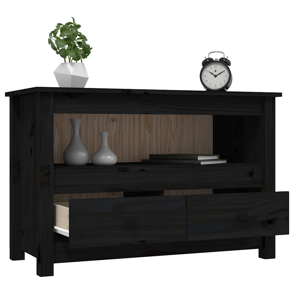 TV ormarić crni 79 x 35 x 52 cm od masivne borovine