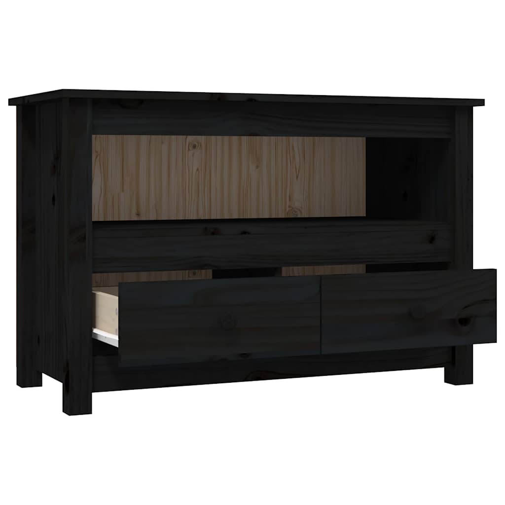 TV ormarić crni 79 x 35 x 52 cm od masivne borovine