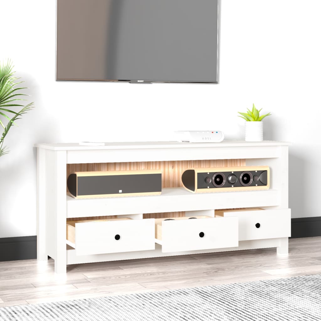 TV ormarić bijeli 114 x 35 x 52 cm od masivne borovine