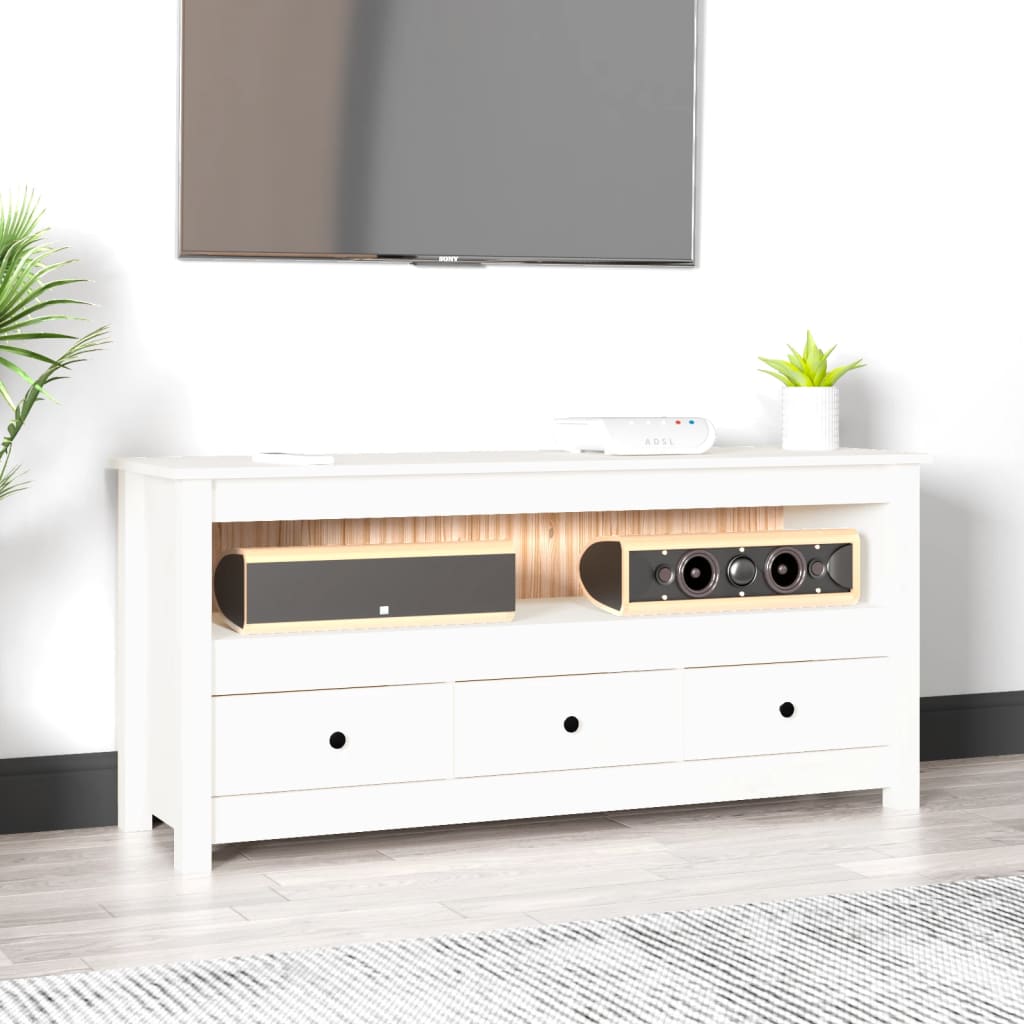 TV ormarić bijeli 114 x 35 x 52 cm od masivne borovine