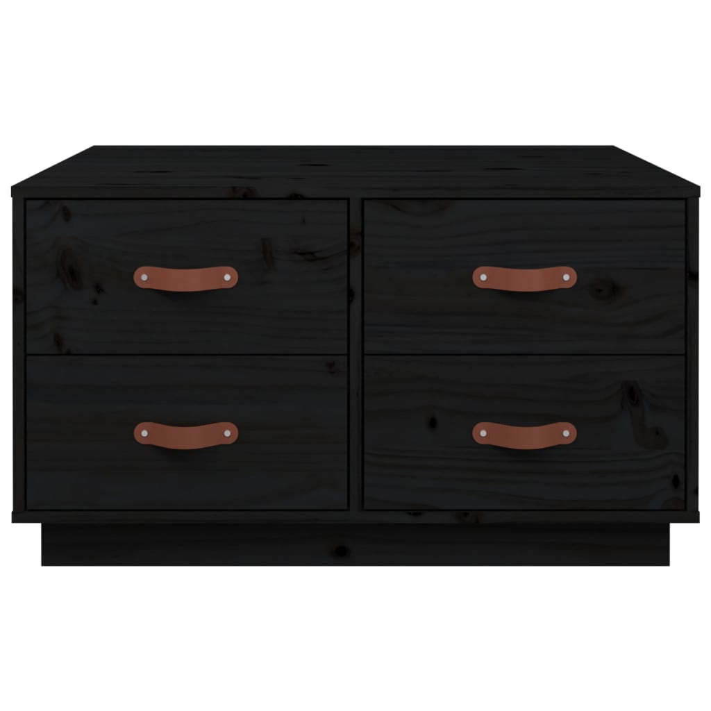 Stolić za kavu crni 80x80x45 cm od masivne borovine
