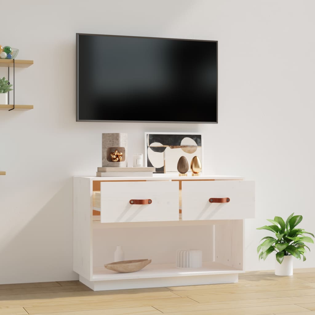 TV ormarić bijeli 90 x 40 x 60 cm od masivne borovine