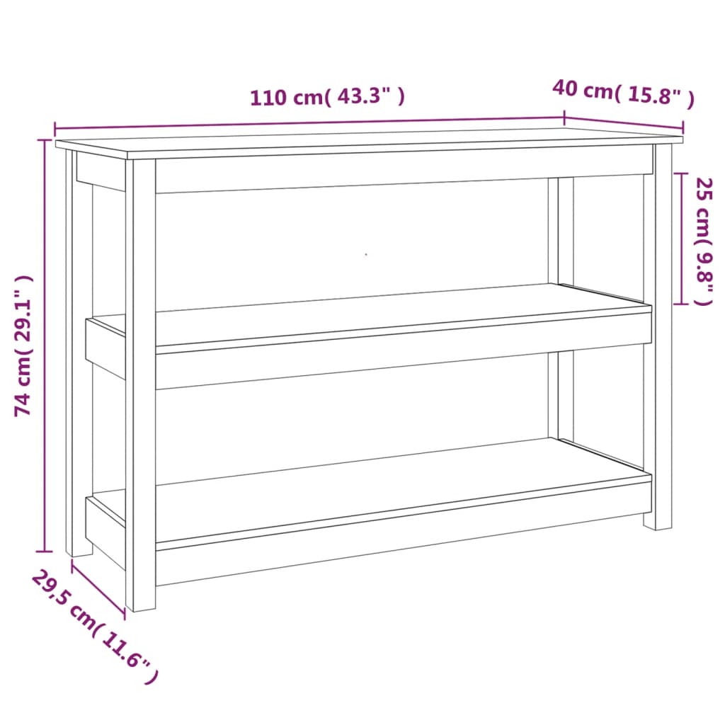 Konzolni stol 110 x 40 x 74 cm od masivne borovine