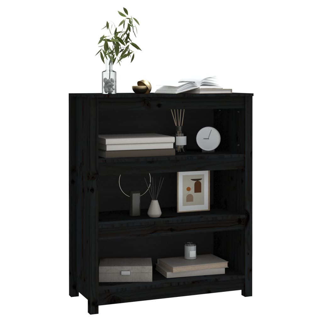 Ormarić za knjige Crna 80x35x97 cm od masivne borovine