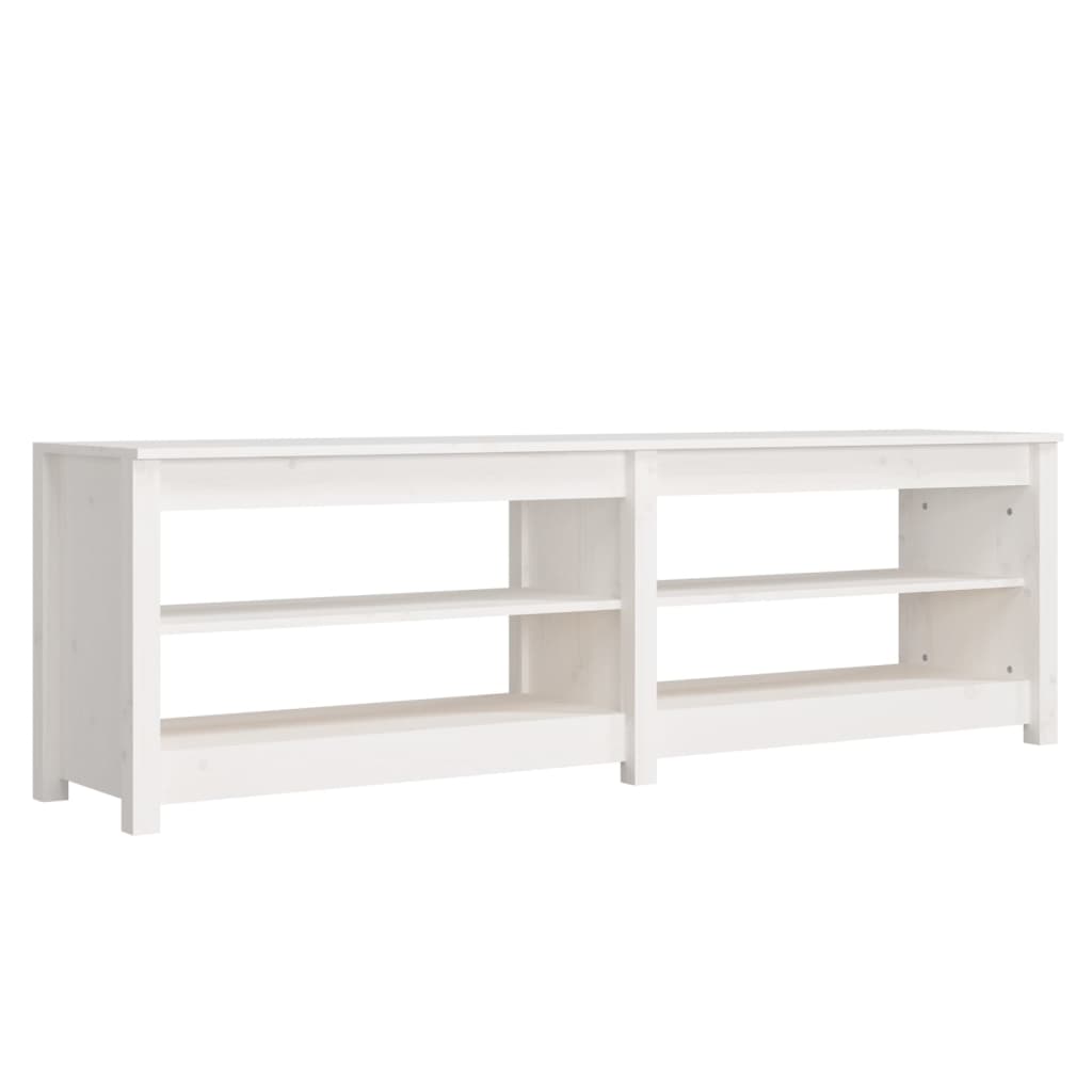 Klupa za cipele bijela 160 x 36,5 x 50 cm od masivne borovine