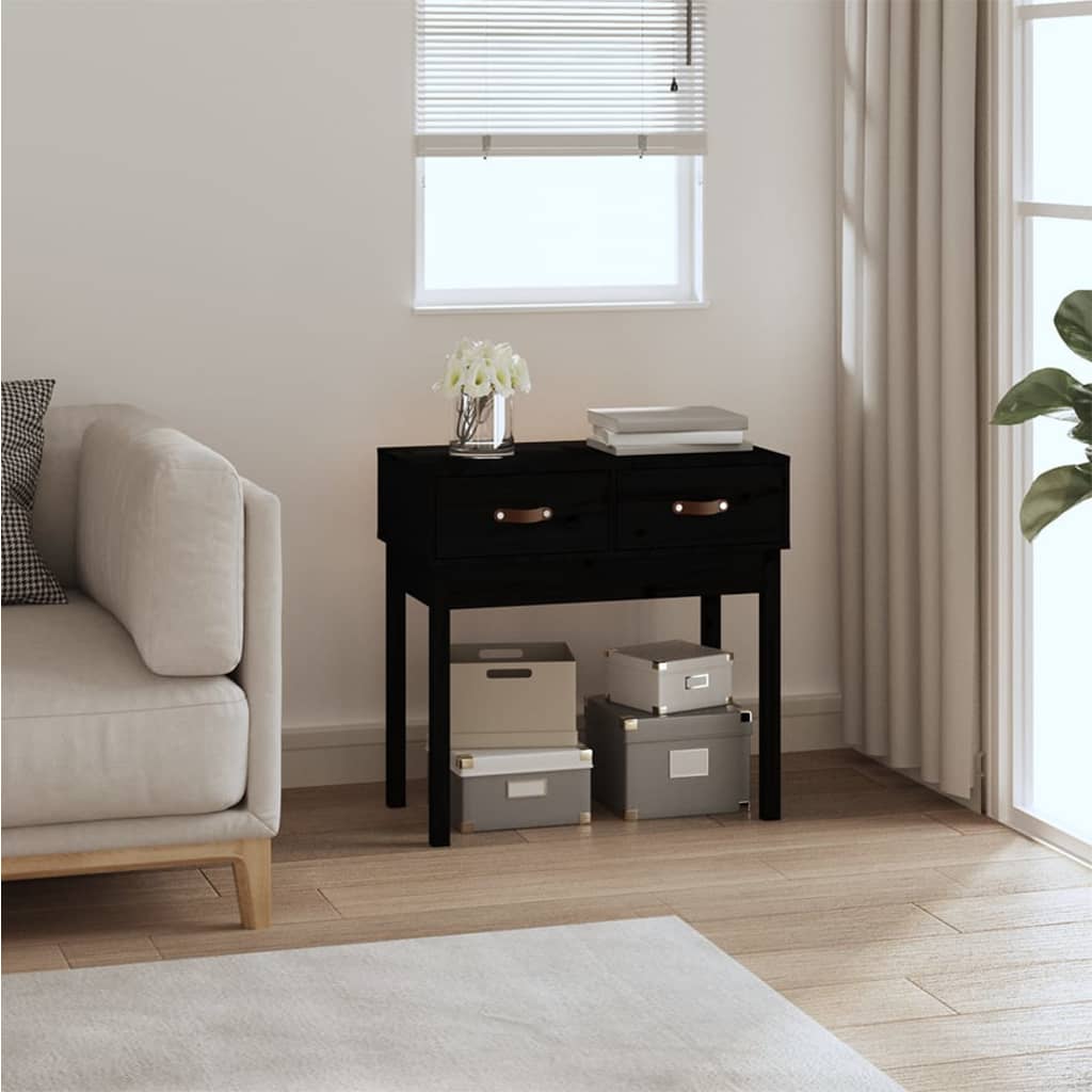 Konzolni stol crni 76,5x40x75 cm od masivne borovine