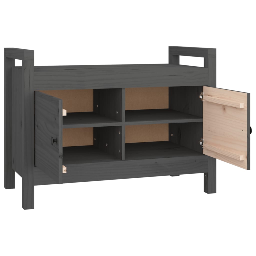 Klupa za hodnik siva 80 x 40 x 60 cm od masivne borovine