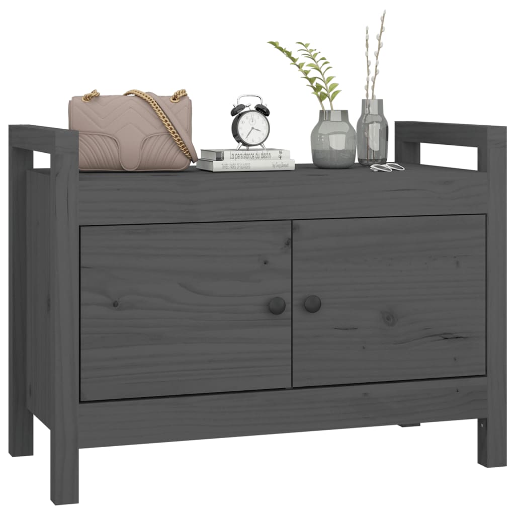 Klupa za hodnik siva 80 x 40 x 60 cm od masivne borovine